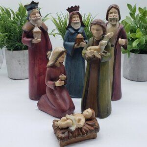 Tii Collection Vintage Resin 6pc Nativity Set AS IS